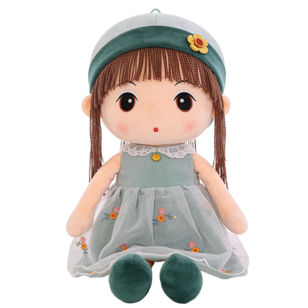 Stylish Green Dress Girl Plush Doll Soft Stuffed Toy for Kids(30 Inches)