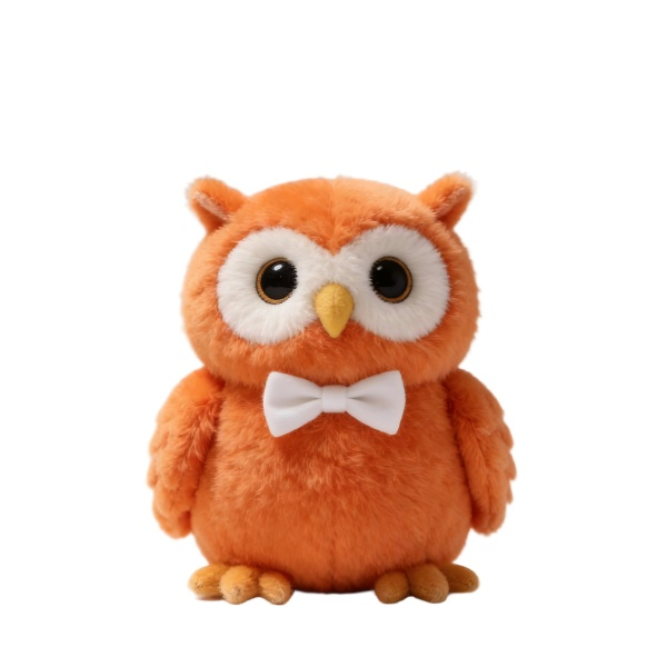 Orange Bowtie Owl Plush Toy - Soft Stuffed Animal for Nursery & Decor