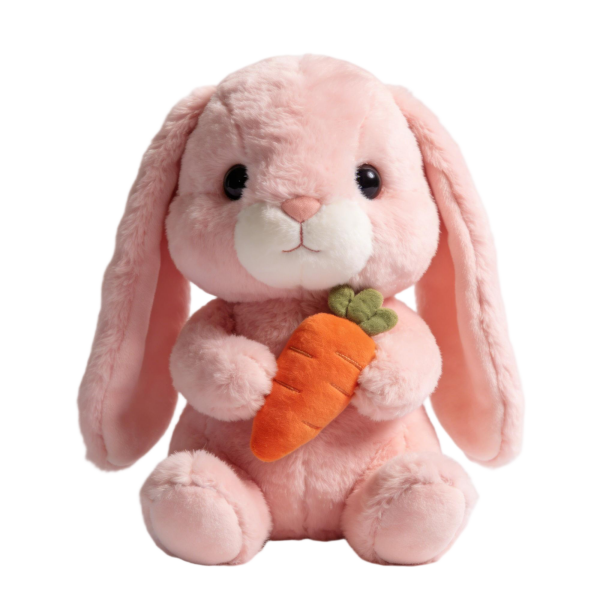 Adorable Pink Bunny Plush Toy Holding Carrot Soft Stuffed Animal(15 Inches)