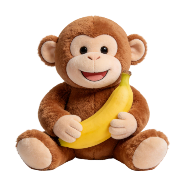 Happy Brown Monkey Plush Toy Holding Banana Soft Stuffed Animal(18 Inches)
