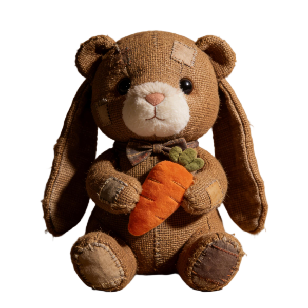 Vintage Patchwork Bunny Plush Toy Holding Carrot Soft Stuffed Animal(15 Inches)
