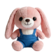 Stylish Pink Bunny Plush Toy Wearing Blue Overalls(15 Inches)
