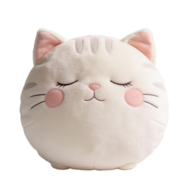 Chubby Round Sleeping Cat Plush Pillow Soft Cuddly Stuffed Toy(15 Inches)