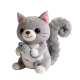 Cute Grey Cat Plush Toy Holding Fish Soft Stuffed Animal(18 Inches)
