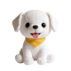 Smiling White Puppy Plush Toy with Yellow Bandana(18 Inches)
